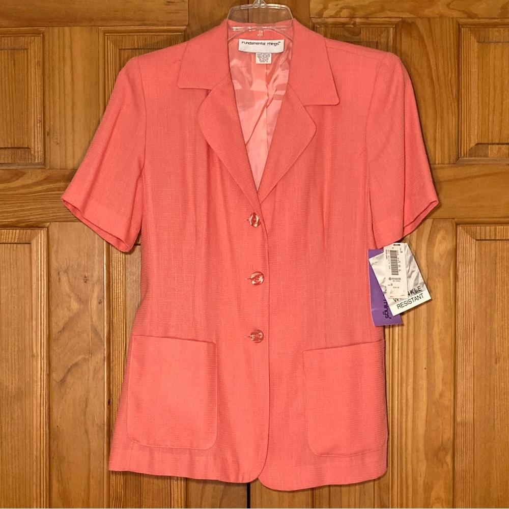 NWT Fundamental Things Vintage 80s Blazer Lined Short Sleeve Pink Size 8